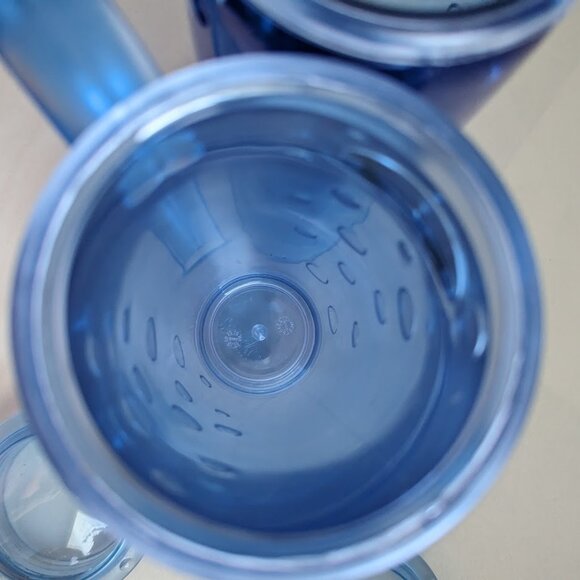 STARBUCKS Barista 16oz 2003 Plastic Blue Rocket Cold Cup W/ Handle & Dome Lid - Picture 3 of 7